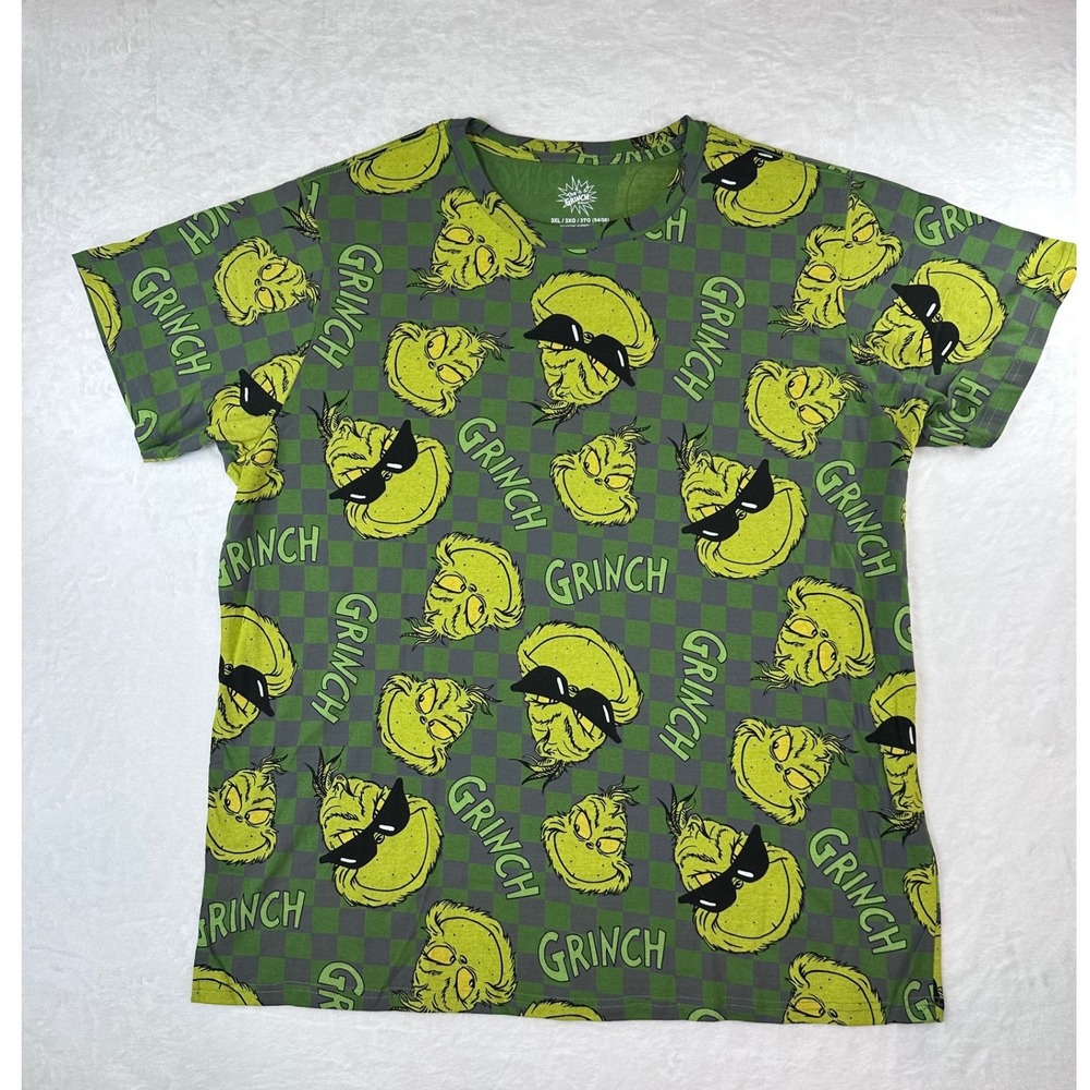 NWOT The Grinch Dr Seuss Mens 3XL T-Shirt Green  All Over Print Mad Engine